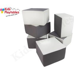 Soft Play Foam Blokken set 6 stuks wit-grijs | speelblokken | baby speelgoed | foamblokken | bouwblokken | Soft play speelgoed | schuimblokken